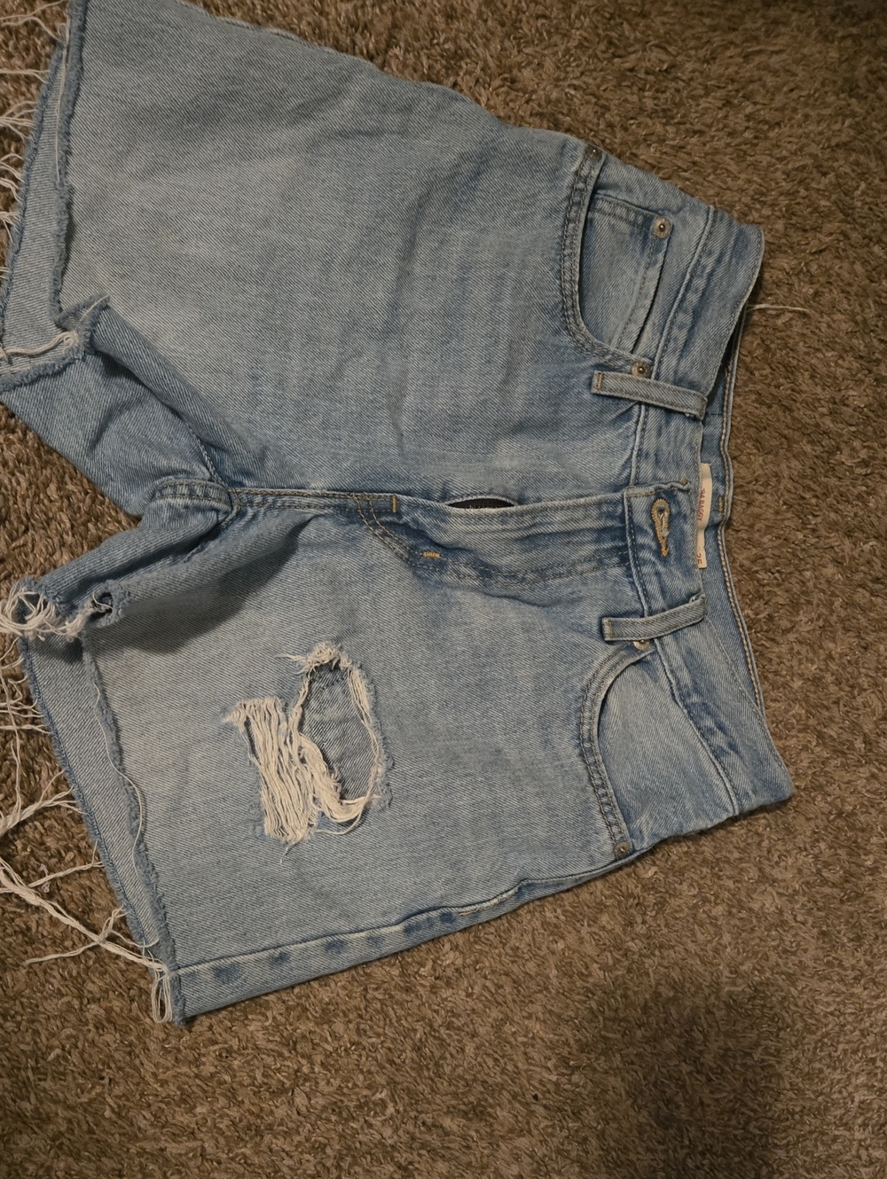 Levi's Light Blue Distressed Denim Cutoff Shorts